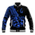 Polynesia Baseball Jacket Fish Hook Tattoo Go Fishing Polynesian Pattern Blue - Wonder Print Shop