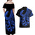 Polynesia Couples Matching Off Shoulder Maxi Dress and Hawaiian Shirt Fish Hook Tattoo Go Fishing Polynesian Pattern Blue - Wonder Print Shop