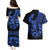 Polynesia Couples Matching Puletasi Dress and Hawaiian Shirt Fish Hook Tattoo Go Fishing Polynesian Pattern Blue - Wonder Print Shop