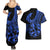 Polynesia Couples Matching Summer Maxi Dress and Hawaiian Shirt Fish Hook Tattoo Go Fishing Polynesian Pattern Blue - Wonder Print Shop