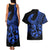 Polynesia Couples Matching Tank Maxi Dress and Hawaiian Shirt Fish Hook Tattoo Go Fishing Polynesian Pattern Blue - Wonder Print Shop