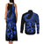 Polynesia Couples Matching Tank Maxi Dress and Long Sleeve Button Shirts Fish Hook Tattoo Go Fishing Polynesian Pattern Blue - Wonder Print Shop