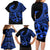 Polynesia Family Matching Long Sleeve Bodycon Dress and Hawaiian Shirt Fish Hook Tattoo Go Fishing Polynesian Pattern Blue - Wonder Print Shop