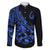 Polynesia Family Matching Long Sleeve Bodycon Dress and Hawaiian Shirt Fish Hook Tattoo Go Fishing Polynesian Pattern Blue - Wonder Print Shop