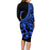 Polynesia Family Matching Long Sleeve Bodycon Dress and Hawaiian Shirt Fish Hook Tattoo Go Fishing Polynesian Pattern Blue - Wonder Print Shop