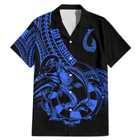 Polynesia Family Matching Mermaid Dress and Hawaiian Shirt Fish Hook Tattoo Go Fishing Polynesian Pattern Blue - Wonder Print Shop