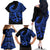 Polynesia Family Matching Off Shoulder Long Sleeve Dress and Hawaiian Shirt Fish Hook Tattoo Go Fishing Polynesian Pattern Blue - Wonder Print Shop