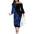 Polynesia Family Matching Off Shoulder Long Sleeve Dress and Hawaiian Shirt Fish Hook Tattoo Go Fishing Polynesian Pattern Blue - Wonder Print Shop
