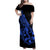 Polynesia Family Matching Off Shoulder Maxi Dress and Hawaiian Shirt Fish Hook Tattoo Go Fishing Polynesian Pattern Blue - Wonder Print Shop