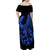Polynesia Family Matching Off Shoulder Maxi Dress and Hawaiian Shirt Fish Hook Tattoo Go Fishing Polynesian Pattern Blue - Wonder Print Shop