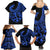 Polynesia Family Matching Summer Maxi Dress and Hawaiian Shirt Fish Hook Tattoo Go Fishing Polynesian Pattern Blue - Wonder Print Shop