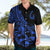 Polynesia Hawaiian Shirt Fish Hook Tattoo Go Fishing Polynesian Pattern Blue - Wonder Print Shop