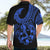 Polynesia Hawaiian Shirt Fish Hook Tattoo Go Fishing Polynesian Pattern Blue - Wonder Print Shop