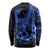 Polynesia Long Sleeve Shirt Fish Hook Tattoo Go Fishing Polynesian Pattern Blue - Wonder Print Shop