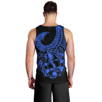 Polynesia Men Tank Top Fish Hook Tattoo Go Fishing Polynesian Pattern Blue - Wonder Print Shop