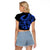 Polynesia Raglan Cropped T Shirt Fish Hook Tattoo Go Fishing Polynesian Pattern Blue - Wonder Print Shop