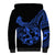 Polynesia Sherpa Hoodie Fish Hook Tattoo Go Fishing Polynesian Pattern Blue - Wonder Print Shop