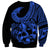 Polynesia Sweatshirt Fish Hook Tattoo Go Fishing Polynesian Pattern Blue - Wonder Print Shop