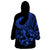 Polynesia Wearable Blanket Hoodie Fish Hook Tattoo Go Fishing Polynesian Pattern Blue - Wonder Print Shop