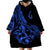 Polynesia Wearable Blanket Hoodie Fish Hook Tattoo Go Fishing Polynesian Pattern Blue - Wonder Print Shop