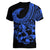 Polynesia Women V Neck T Shirt Fish Hook Tattoo Go Fishing Polynesian Pattern Blue - Wonder Print Shop