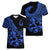 Polynesia Women V Neck T Shirt Fish Hook Tattoo Go Fishing Polynesian Pattern Blue - Wonder Print Shop