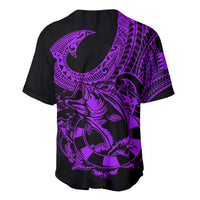 Polynesia Baseball Jersey Fish Hook Tattoo Go Fishing Polynesian Pattern Purple - Wonder Print Shop
