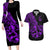 Polynesia Couples Matching Long Sleeve Bodycon Dress and Hawaiian Shirt Fish Hook Tattoo Go Fishing Polynesian Pattern Purple - Wonder Print Shop