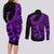 Polynesia Couples Matching Long Sleeve Bodycon Dress and Long Sleeve Button Shirts Fish Hook Tattoo Go Fishing Polynesian Pattern Purple - Wonder Print Shop