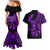 Polynesia Couples Matching Mermaid Dress and Hawaiian Shirt Fish Hook Tattoo Go Fishing Polynesian Pattern Purple - Wonder Print Shop