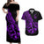 Polynesia Couples Matching Off Shoulder Maxi Dress and Hawaiian Shirt Fish Hook Tattoo Go Fishing Polynesian Pattern Purple - Wonder Print Shop