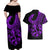 Polynesia Couples Matching Off Shoulder Maxi Dress and Hawaiian Shirt Fish Hook Tattoo Go Fishing Polynesian Pattern Purple - Wonder Print Shop