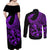 Polynesia Couples Matching Off Shoulder Maxi Dress and Long Sleeve Button Shirts Fish Hook Tattoo Go Fishing Polynesian Pattern Purple - Wonder Print Shop