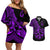 Polynesia Couples Matching Off Shoulder Short Dress and Hawaiian Shirt Fish Hook Tattoo Go Fishing Polynesian Pattern Purple - Wonder Print Shop