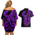 Polynesia Couples Matching Off Shoulder Short Dress and Hawaiian Shirt Fish Hook Tattoo Go Fishing Polynesian Pattern Purple - Wonder Print Shop
