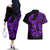 Polynesia Couples Matching Off The Shoulder Long Sleeve Dress and Hawaiian Shirt Fish Hook Tattoo Go Fishing Polynesian Pattern Purple - Wonder Print Shop