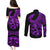Polynesia Couples Matching Puletasi Dress and Long Sleeve Button Shirts Fish Hook Tattoo Go Fishing Polynesian Pattern Purple - Wonder Print Shop