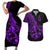 Polynesia Couples Matching Short Sleeve Bodycon Dress and Hawaiian Shirt Fish Hook Tattoo Go Fishing Polynesian Pattern Purple - Wonder Print Shop