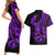 Polynesia Couples Matching Short Sleeve Bodycon Dress and Hawaiian Shirt Fish Hook Tattoo Go Fishing Polynesian Pattern Purple - Wonder Print Shop