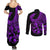 Polynesia Couples Matching Summer Maxi Dress and Long Sleeve Button Shirts Fish Hook Tattoo Go Fishing Polynesian Pattern Purple - Wonder Print Shop