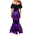 Polynesia Family Matching Mermaid Dress and Hawaiian Shirt Fish Hook Tattoo Go Fishing Polynesian Pattern Purple - Wonder Print Shop