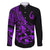 Polynesia Family Matching Off Shoulder Long Sleeve Dress and Hawaiian Shirt Fish Hook Tattoo Go Fishing Polynesian Pattern Purple - Wonder Print Shop