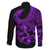 Polynesia Family Matching Off Shoulder Long Sleeve Dress and Hawaiian Shirt Fish Hook Tattoo Go Fishing Polynesian Pattern Purple - Wonder Print Shop