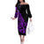 Polynesia Family Matching Off Shoulder Long Sleeve Dress and Hawaiian Shirt Fish Hook Tattoo Go Fishing Polynesian Pattern Purple - Wonder Print Shop
