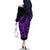 Polynesia Family Matching Off Shoulder Long Sleeve Dress and Hawaiian Shirt Fish Hook Tattoo Go Fishing Polynesian Pattern Purple - Wonder Print Shop
