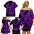 Polynesia Family Matching Off Shoulder Short Dress and Hawaiian Shirt Fish Hook Tattoo Go Fishing Polynesian Pattern Purple - Wonder Print Shop