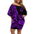 Polynesia Family Matching Off Shoulder Short Dress and Hawaiian Shirt Fish Hook Tattoo Go Fishing Polynesian Pattern Purple - Wonder Print Shop