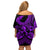 Polynesia Family Matching Off Shoulder Short Dress and Hawaiian Shirt Fish Hook Tattoo Go Fishing Polynesian Pattern Purple - Wonder Print Shop