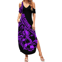 Polynesia Family Matching Summer Maxi Dress and Hawaiian Shirt Fish Hook Tattoo Go Fishing Polynesian Pattern Purple - Wonder Print Shop