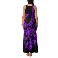 Polynesia Family Matching Tank Maxi Dress and Hawaiian Shirt Fish Hook Tattoo Go Fishing Polynesian Pattern Purple - Wonder Print Shop
